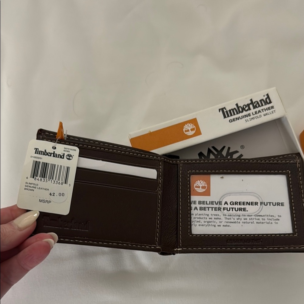 Timberland Brown Leather Slim fold Wallet - Picture 2 of 4